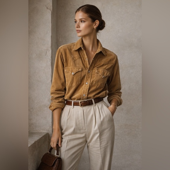 Ralph Lauren Tops - Vintage Ralph Lauren Western Wear Corduroy Shirt | RL Western Button Up | Size 4